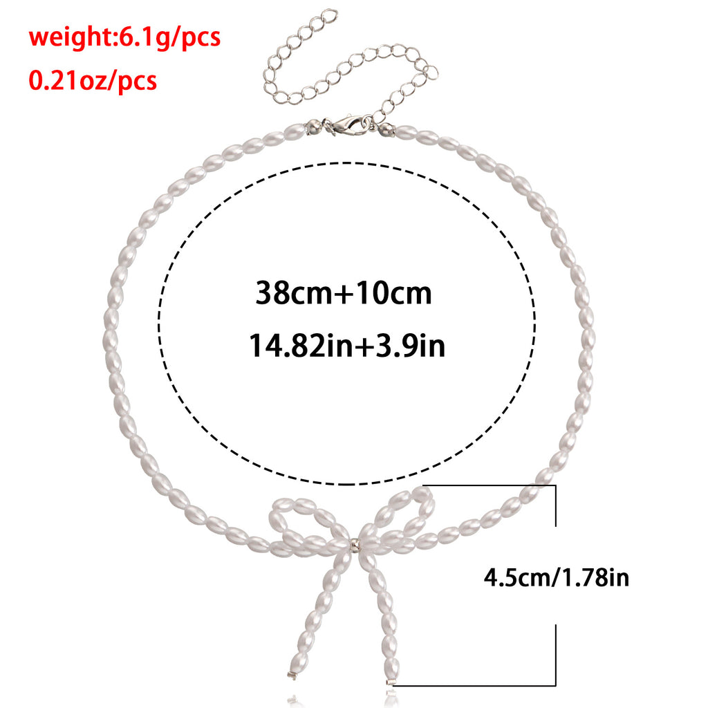 Pearl Bow Choker Necklace - view 3