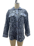 Leopard Print Button Up Shacket - Blue