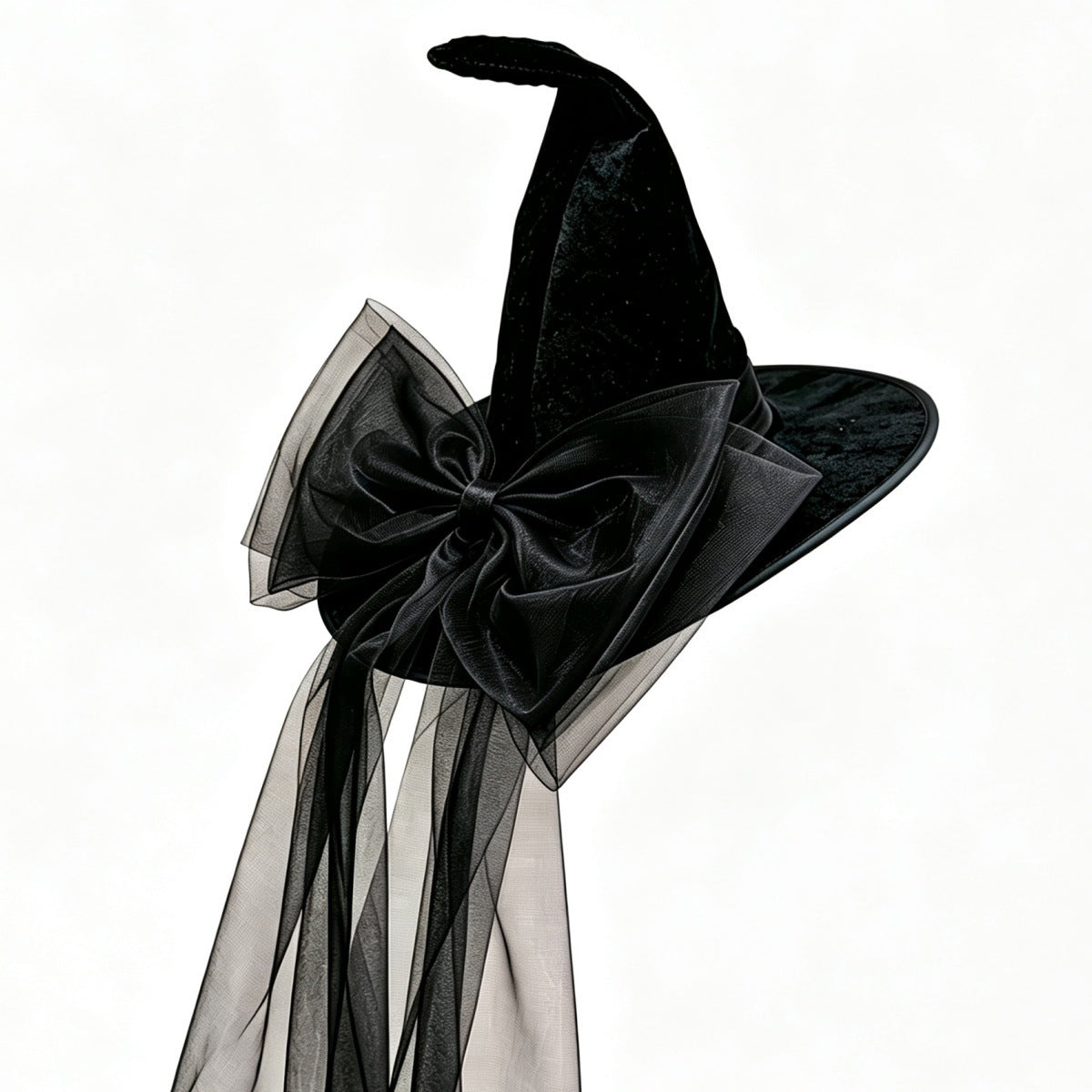 Halloween Witch Hat With Removable Bow - Black
