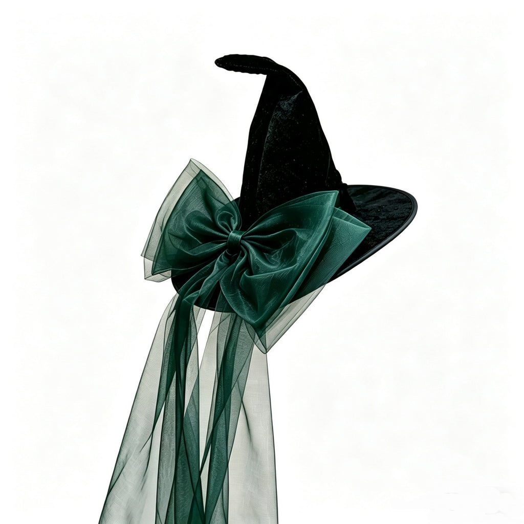 Halloween Witch Hat With Removable Bow - Green