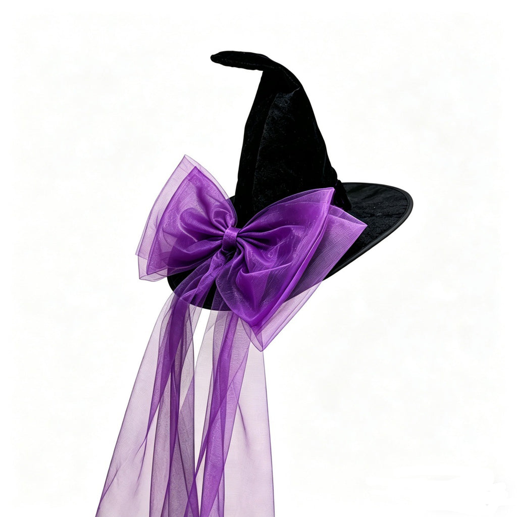 Halloween Witch Hat With Removable Bow - Purple