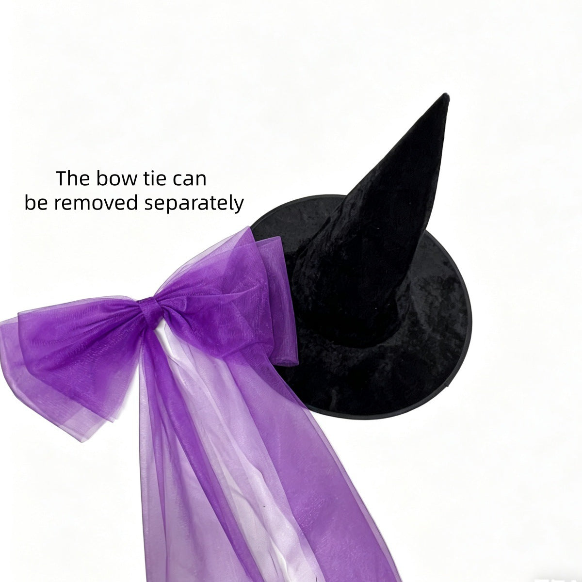 Halloween Witch Hat With Removable Bow - Purple - 1