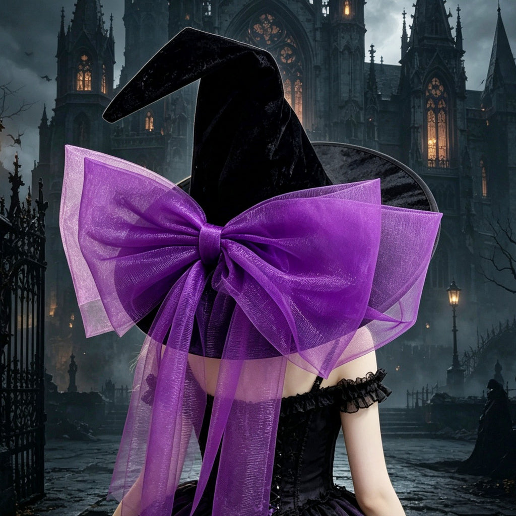 Halloween Witch Hat With Removable Bow - Purple - 2