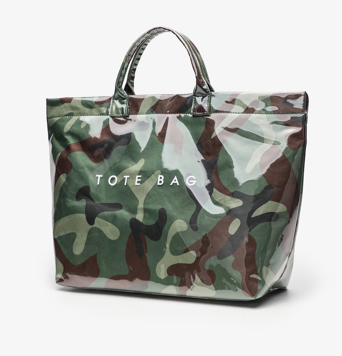 Glossy Coated Kraft Paper Beach Tote Bag - Camo