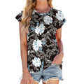 Printed Cap Sleeve Pleated Tee - Color_1