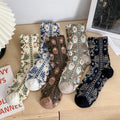 Embossed Vintage Floral Crew Socks - White
