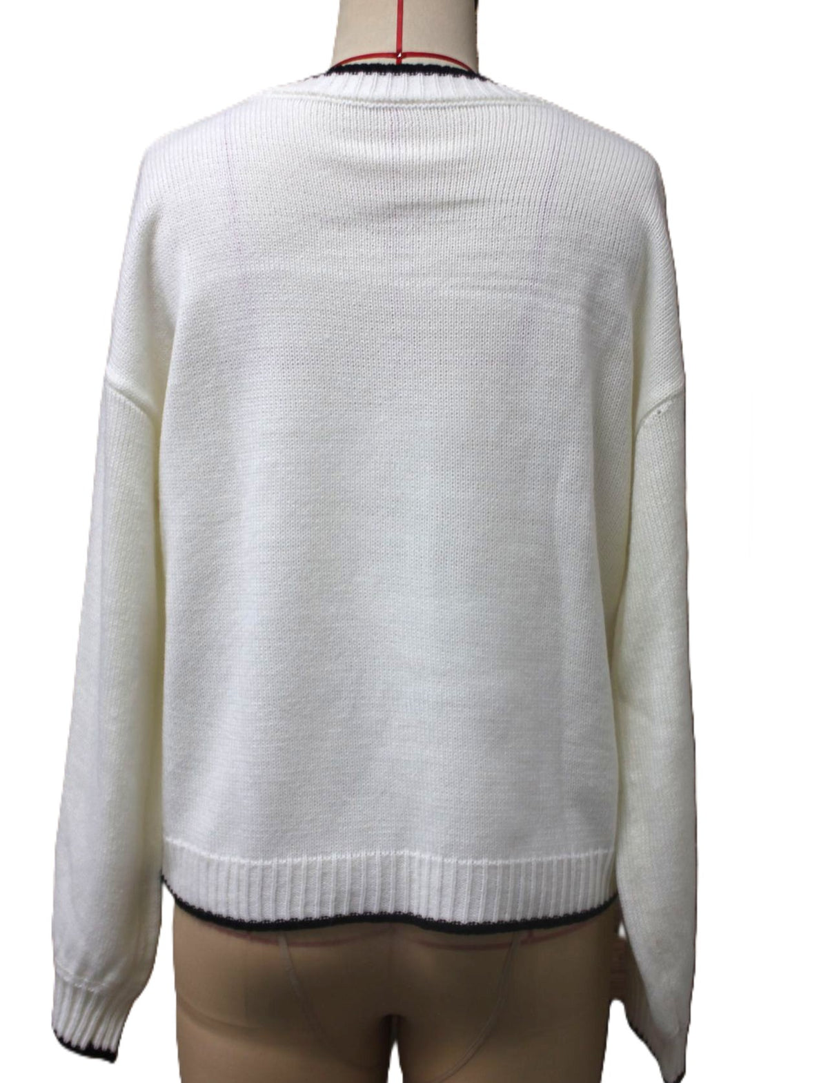 Lobster Jacquard Crew Neck Knit Sweater - White - 1