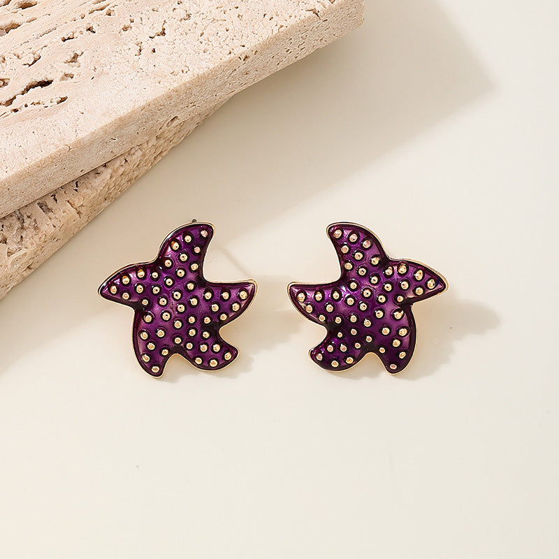 Coastal Starfish Stud Earrings With Rhinestones
