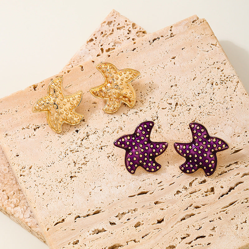 Coastal Starfish Stud Earrings With Rhinestones - view 1