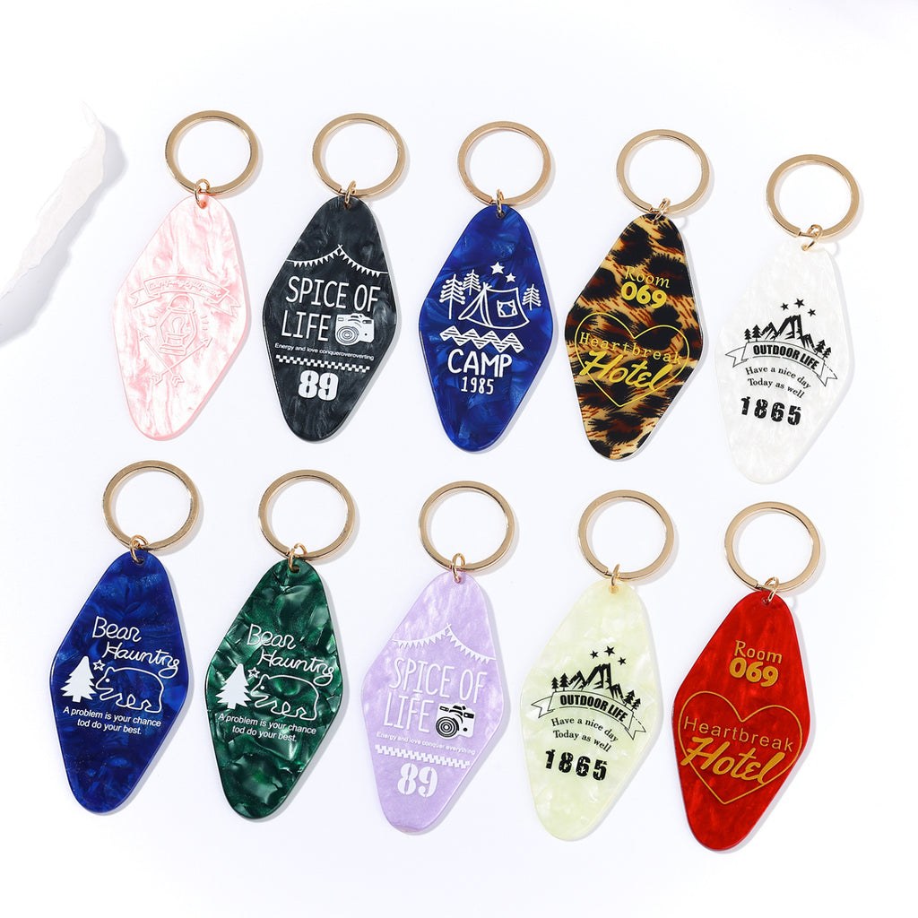 Vintage Hotel Room Key Tag Keychain Bag Charm