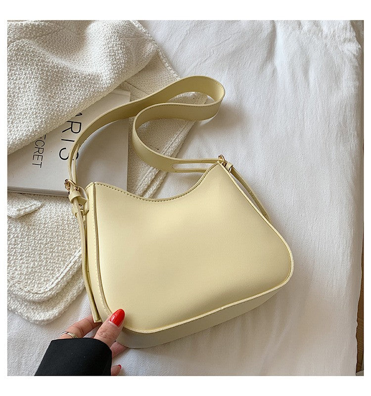 Slouchy Crescent Faux Leather Shoulder Bag - Butter