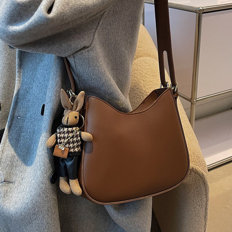 Slouchy Crescent Faux Leather Shoulder Bag