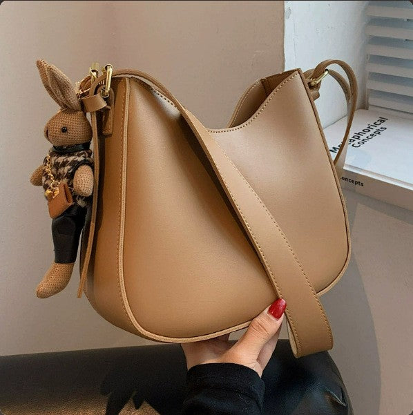 Slouchy Crescent Faux Leather Shoulder Bag