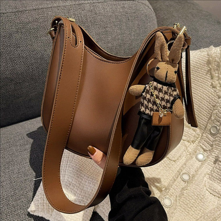 Slouchy Crescent Faux Leather Shoulder Bag