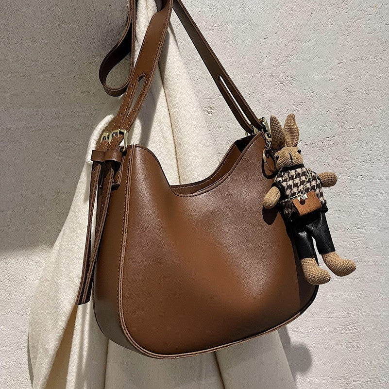 Slouchy Crescent Faux Leather Shoulder Bag
