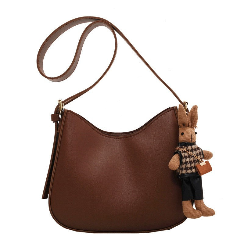 Slouchy Crescent Faux Leather Shoulder Bag