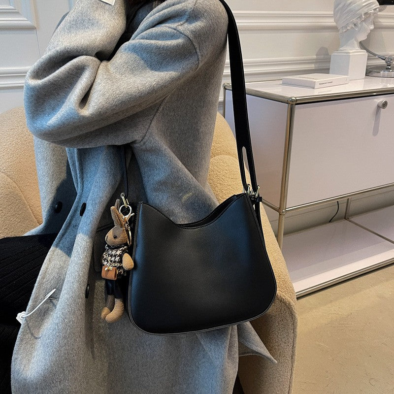 Slouchy Crescent Faux Leather Shoulder Bag