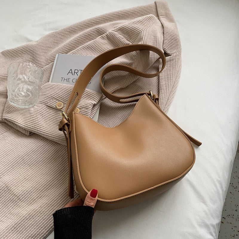 Slouchy Crescent Faux Leather Shoulder Bag