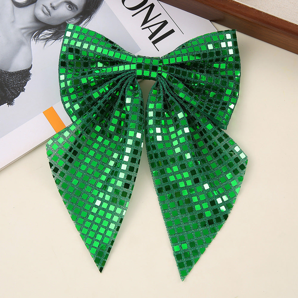 Oversized Glitter Bow Hair Clip - Green