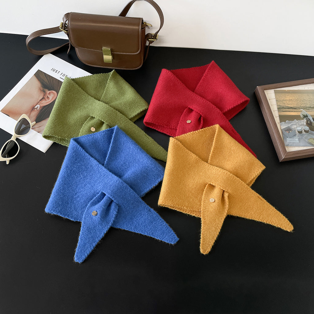 Soft Knit Keyhole Pull Through Triangle Neck Scarf