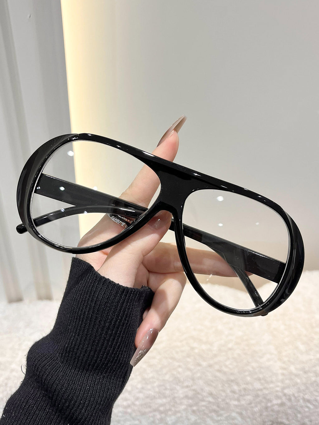 Oversized Shield Sunglasses with Teardrop Lenses - Color_08