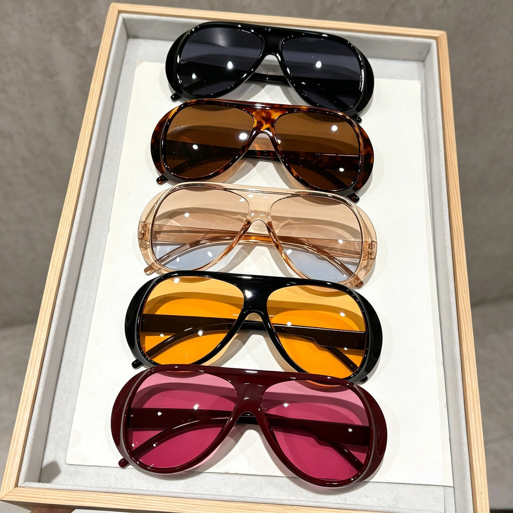 Oversized Shield Sunglasses with Teardrop Lenses - view 1