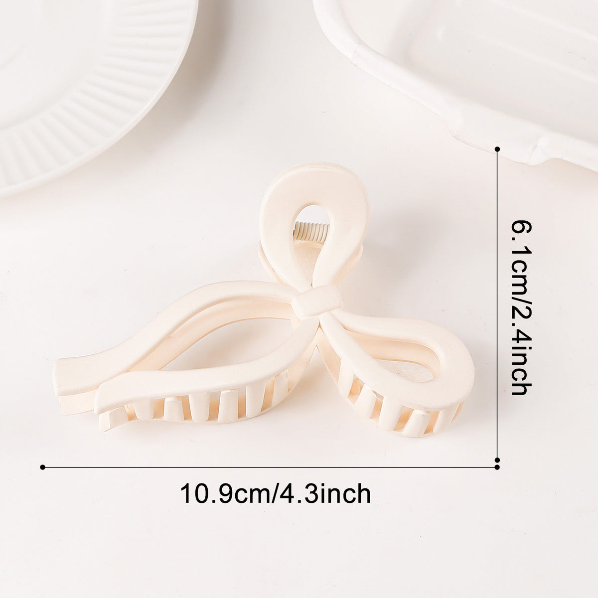 Pastel Matte Bow Hair Claw Clip - Cream