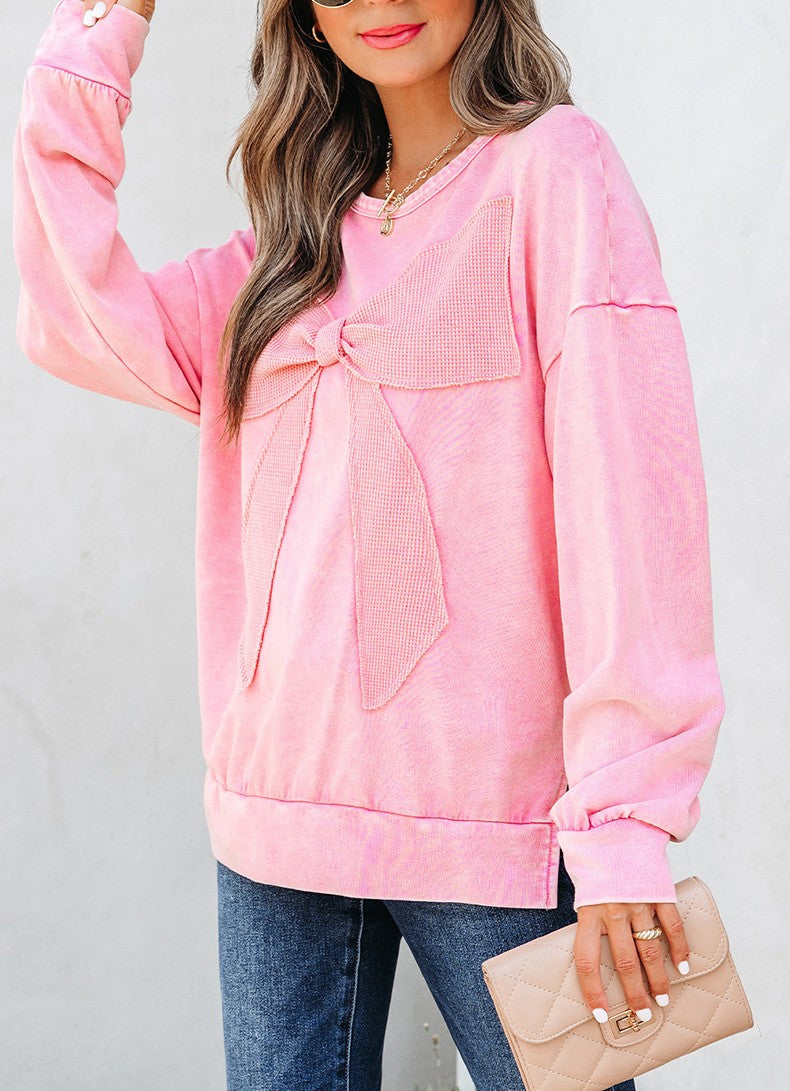 Bow Front Oversized Mineral Wash Sweatshirt - view 1
