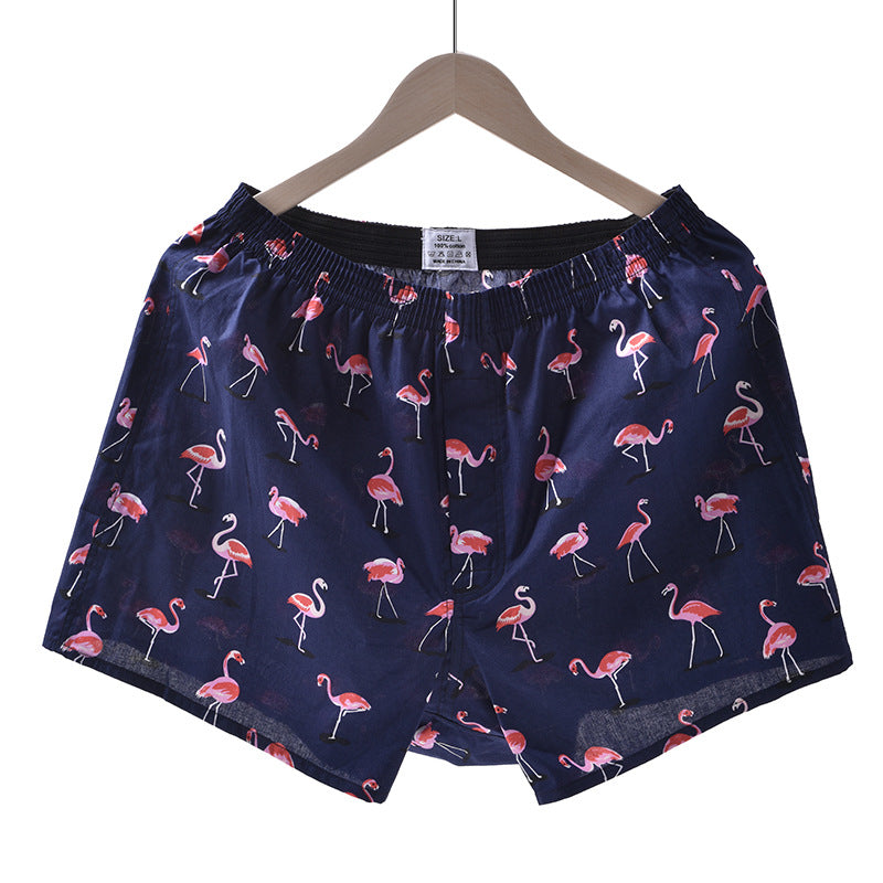 Novelty Print Satin Boxer Shorts - Flamingo02