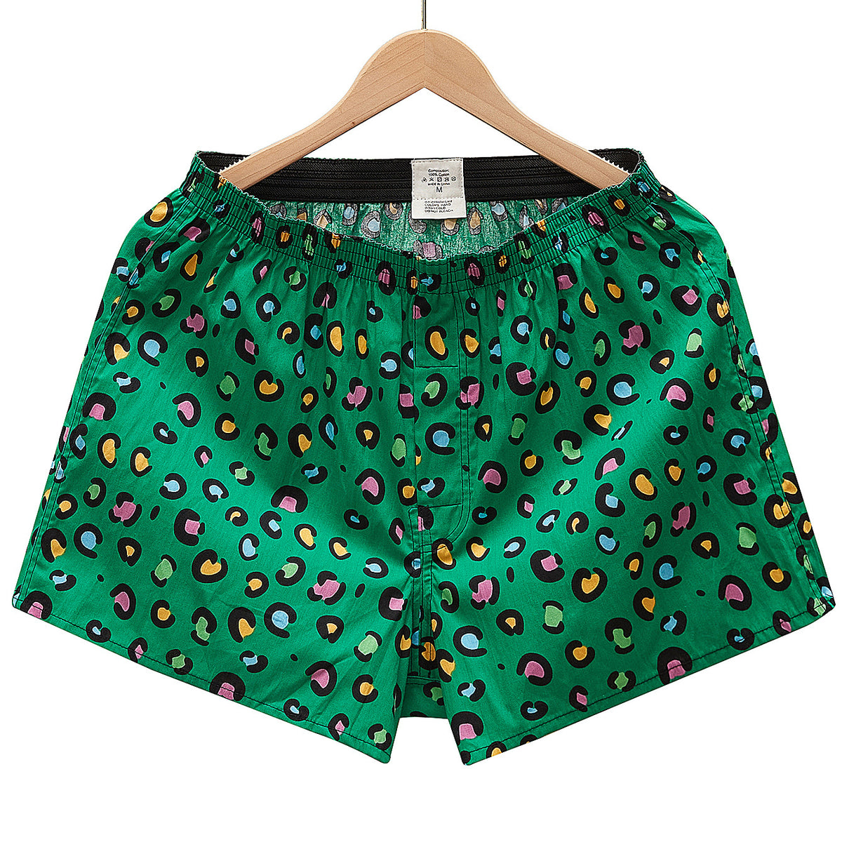 Novelty Print Satin Boxer Shorts - Leopard