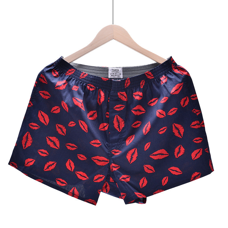 Novelty Print Satin Boxer Shorts - Lip