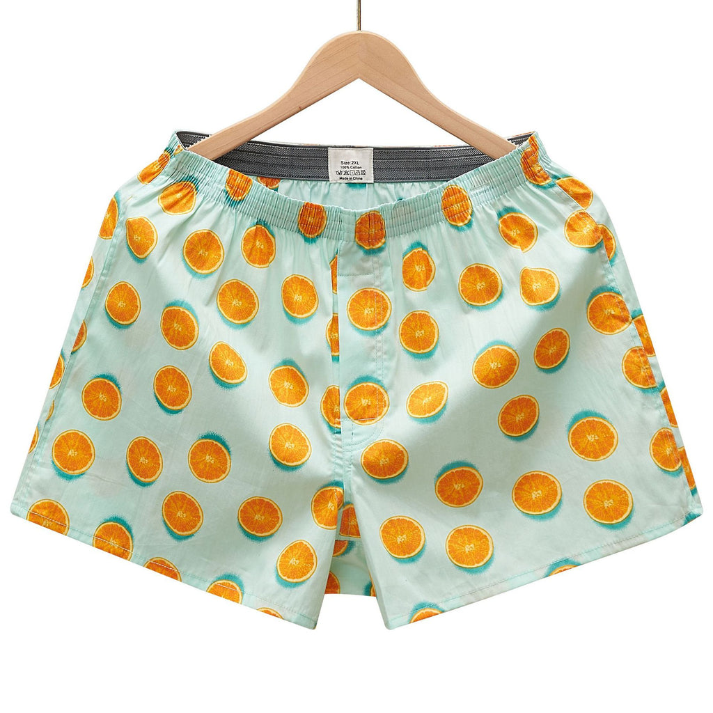 Novelty Print Satin Boxer Shorts - Orange02