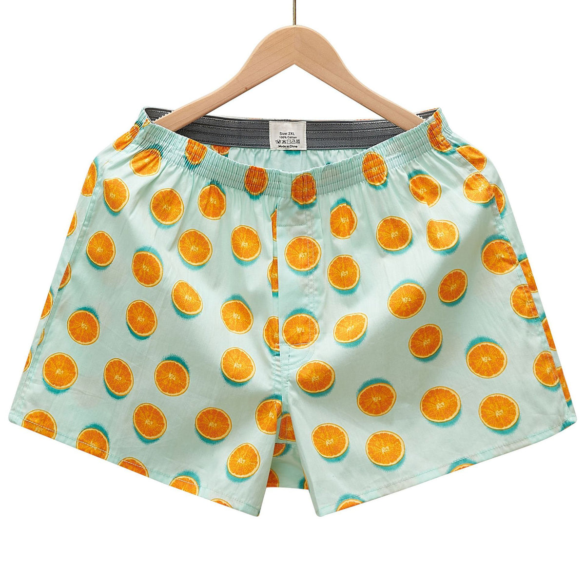Novelty Print Satin Boxer Shorts - Orange02