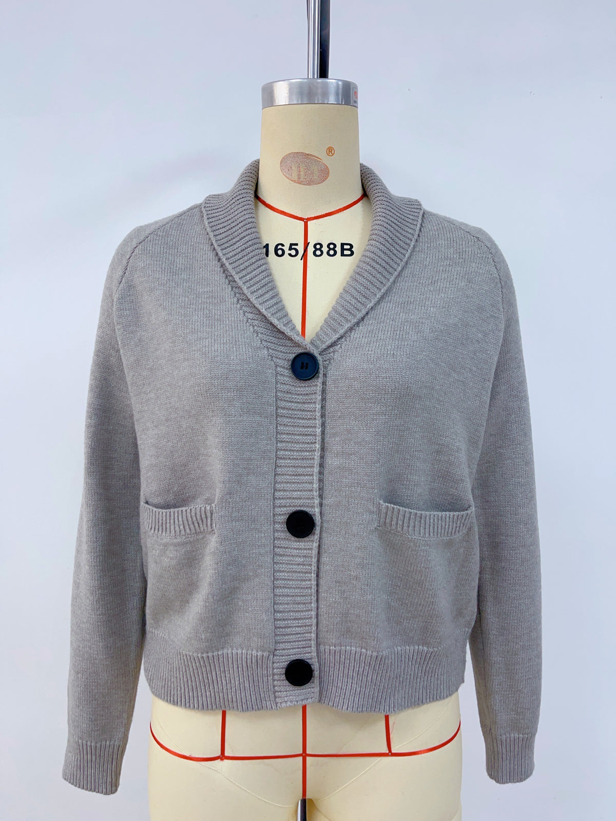 Stars And Stripes Shawl Collar Cardigan - Grey