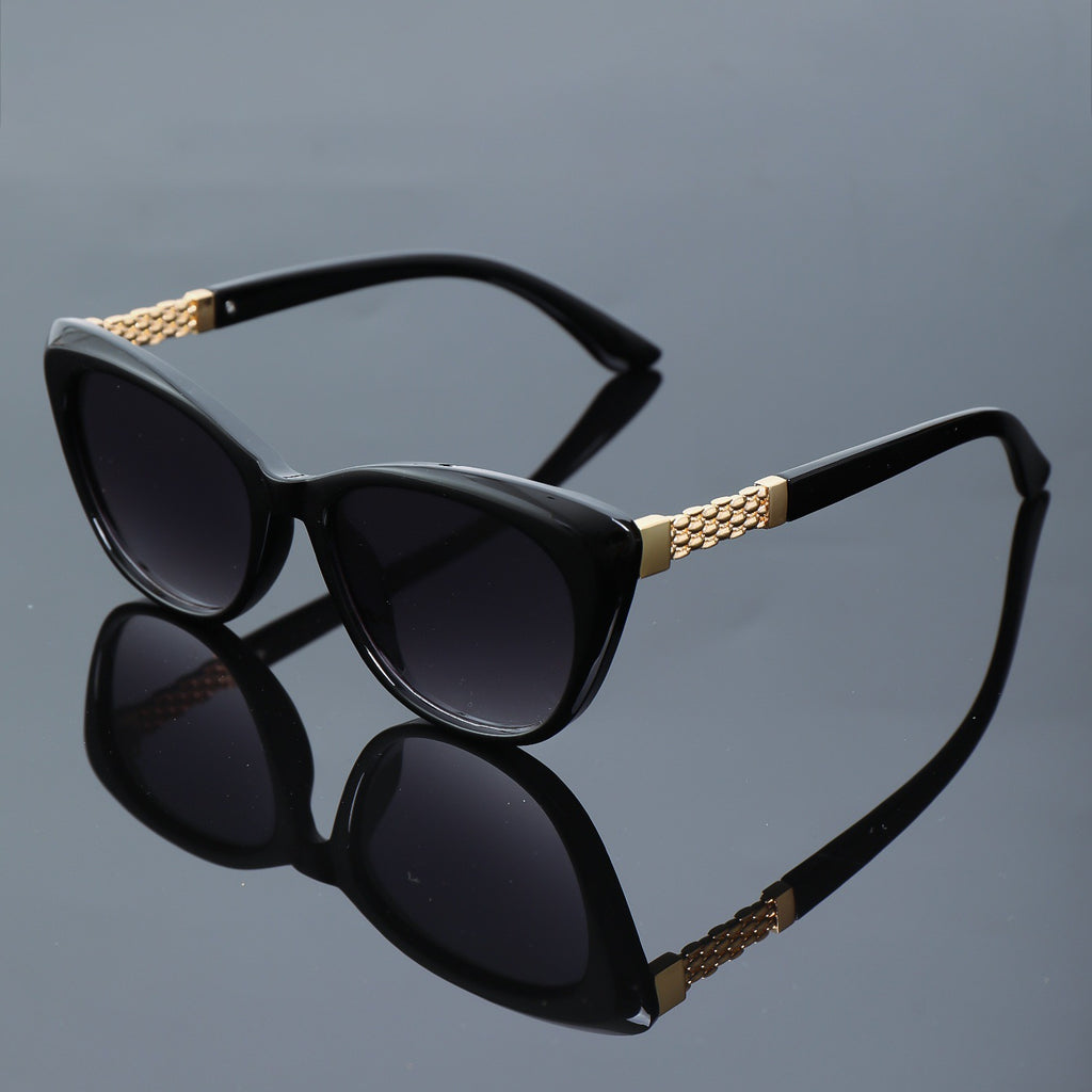 Retro Gradient Lens Cat Eye Sunglasses - Black