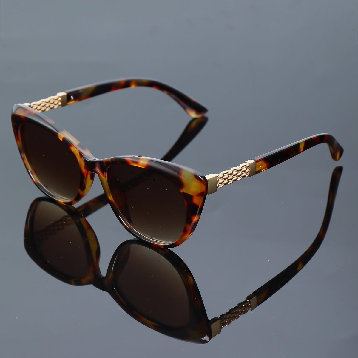 Retro Gradient Lens Cat Eye Sunglasses - Leopard_T