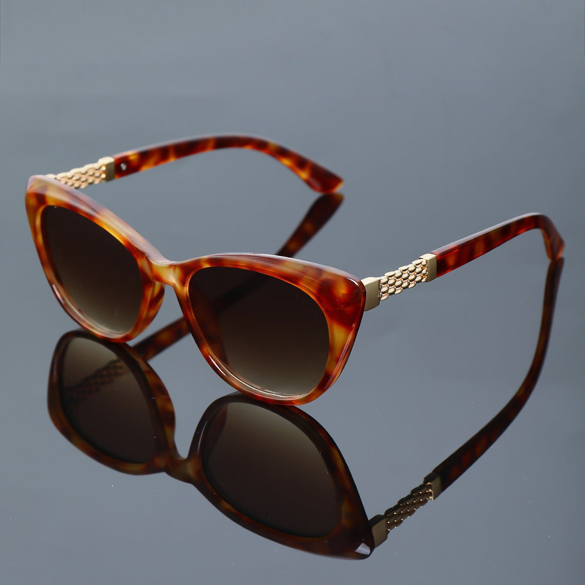 Retro Gradient Lens Cat Eye Sunglasses - Leopard_Y