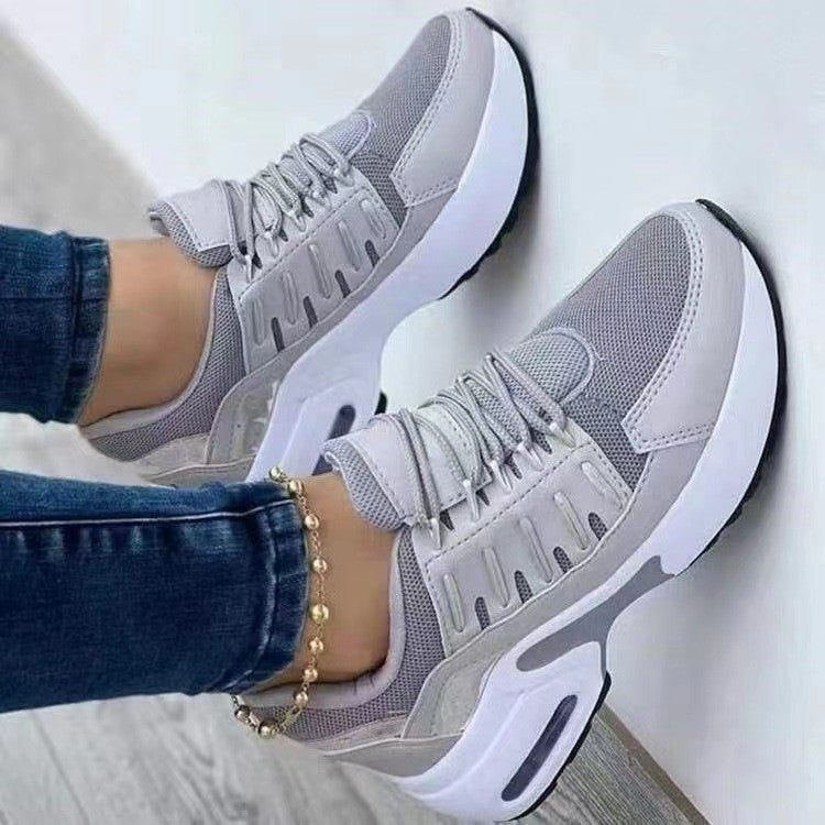 Air Cushion Lace Up Wedge Sneakers