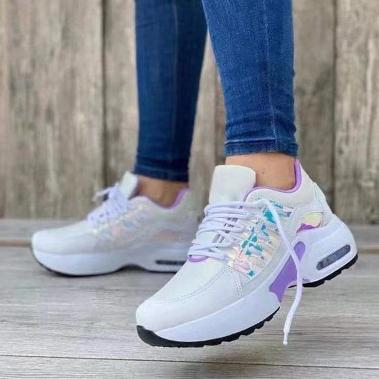 Air Cushion Lace Up Wedge Sneakers
