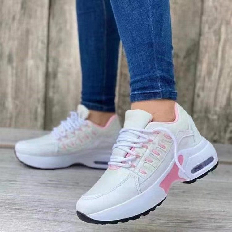 Air Cushion Lace Up Wedge Sneakers