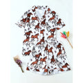 Horse Print Short Sleeve Pajama Set - White