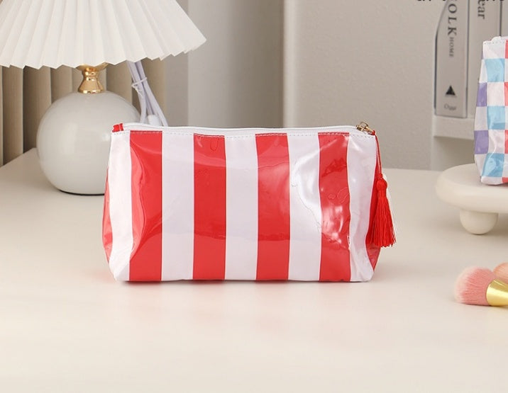 Water Resistant Zip Top Cosmetic Travel Bag - Red