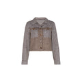 Cropped Houndstooth Plaid Button Front Jacket - Coffee