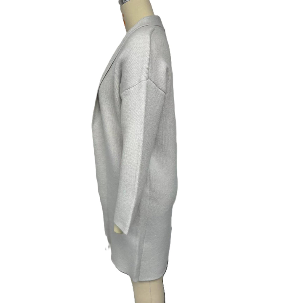 Shawl Collar Longline Open Front Cardigan - Grey - 2