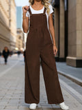 Corduroy Wide Leg Overall Jumpsuit - Brown