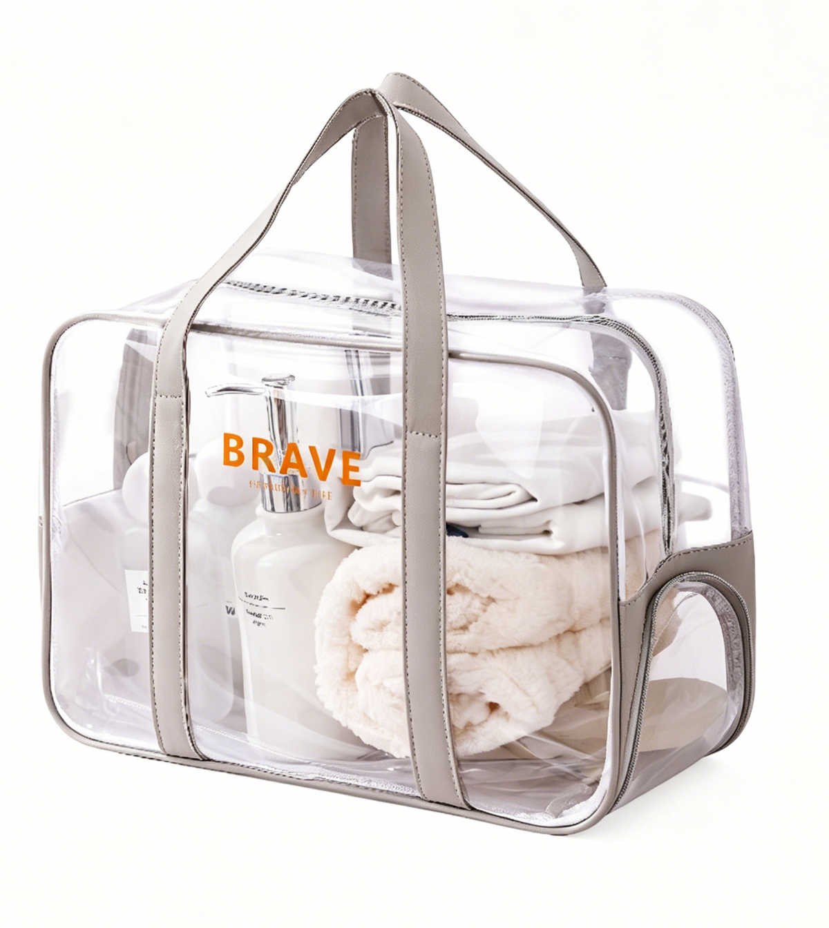Transparent Travel Toiletry Bag With Shoe Pocket - Gray