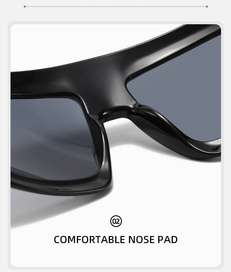 Wraparound Shield Sunglasses With Chain - view 2