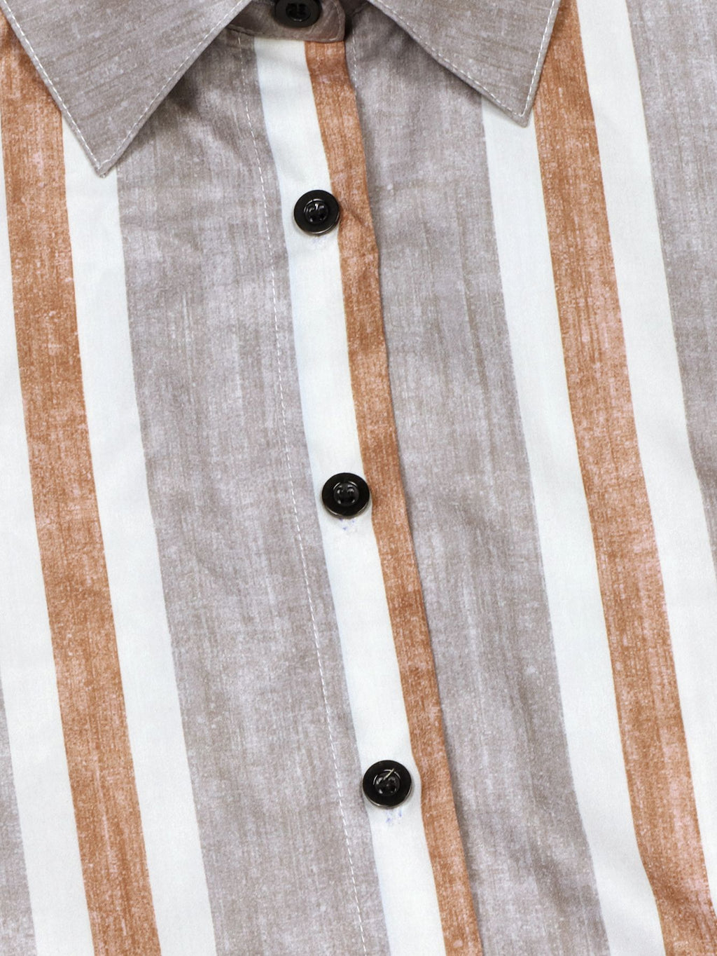 Striped Button Front Longline Shirt Dress - Stripe - 5