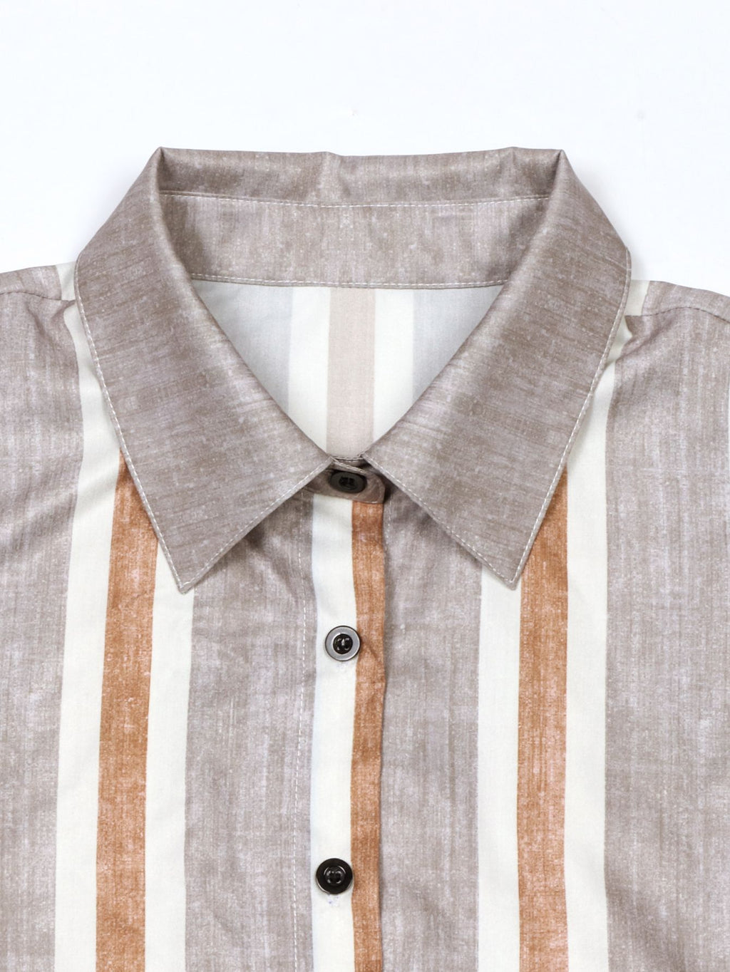 Striped Button Front Longline Shirt Dress - Stripe - 7