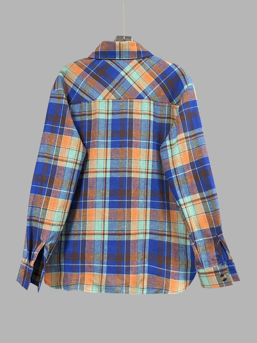 Brushed Plaid Pocket Flannel Shirt - Blue - 2